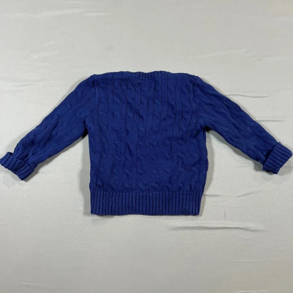 Ralph Lauren Sweater Toddler Boys 24M Blue Cable Knit Cotton Crew Neck Pullover